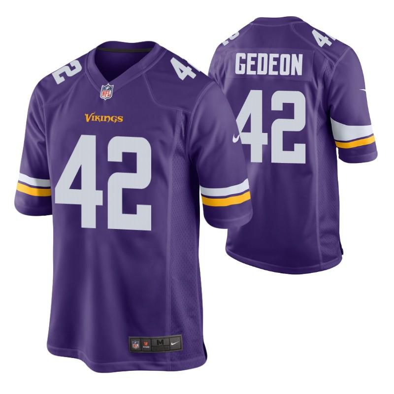 Men Minnesota Vikings 42 Ben Gedeon Nike Purple Player Game NFL Jersey